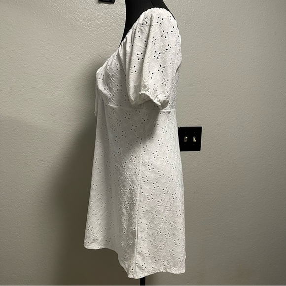 Jolie & Joy White Eyelet Poof Short Sleeve Women's Lined Dress X-LARGE - Picture 5 of 7